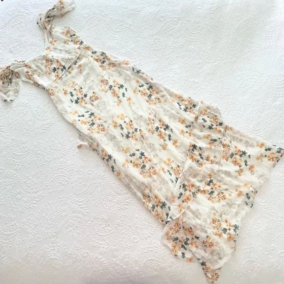 NWOT Lulus Shadow Blooms Cream Floral Print Ruffled Maxi Dress XS Small - Picture 6 of 16